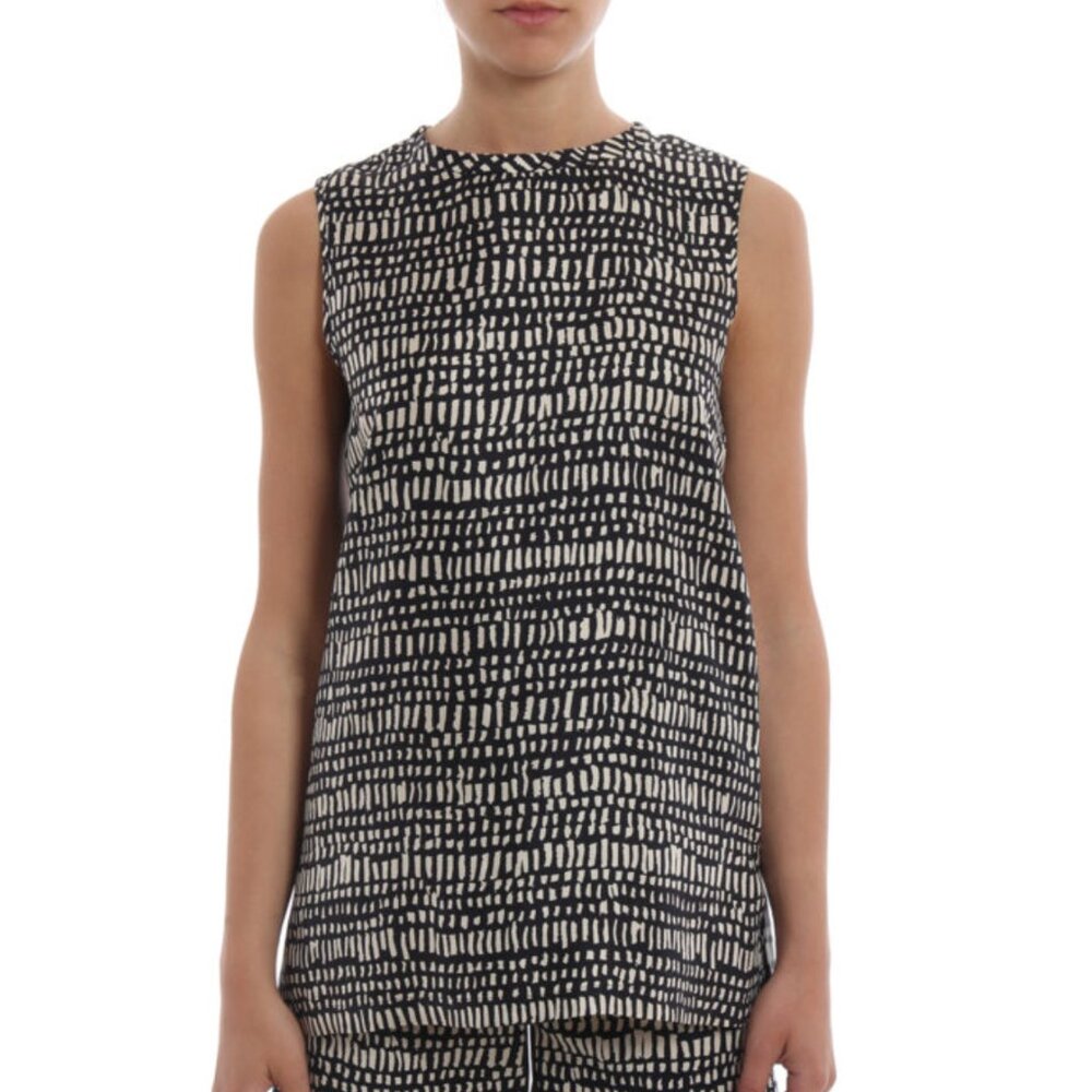 S'Max Mara Monochrome Printed Silk Top S